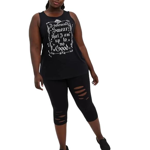 Torrid Black Pedal Pusher Premium Leggings Destructed Distressed Size 2X - Picture 1 of 5